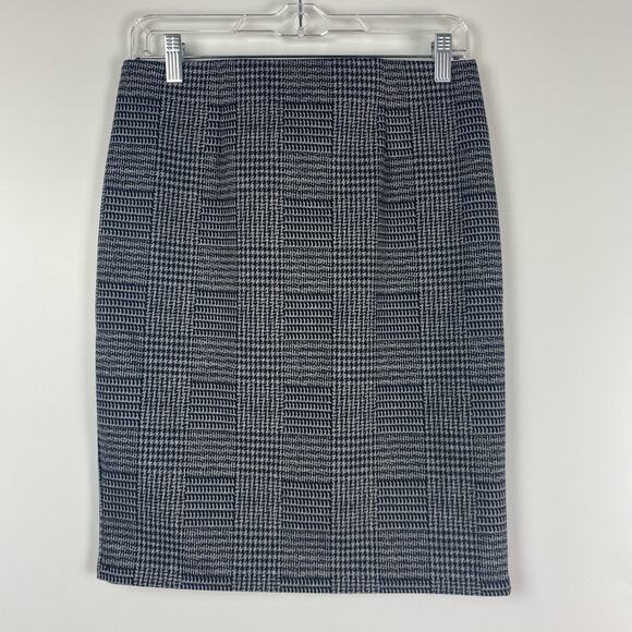 New Loft Gray Black Check Pencil Skirt Elastic Waist Womens Size Small - Picture 9 of 12